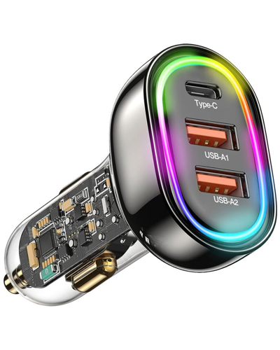 Fresh Fab Finds 3-port Fast Charge Car Charger With Colorful Light In Black