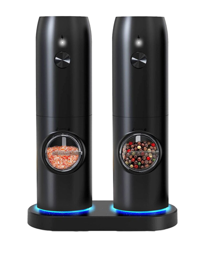 Fresh Fab Finds Rechargeable Salt And Pepper Grinder Set Led Adjustable Coarseness In Black