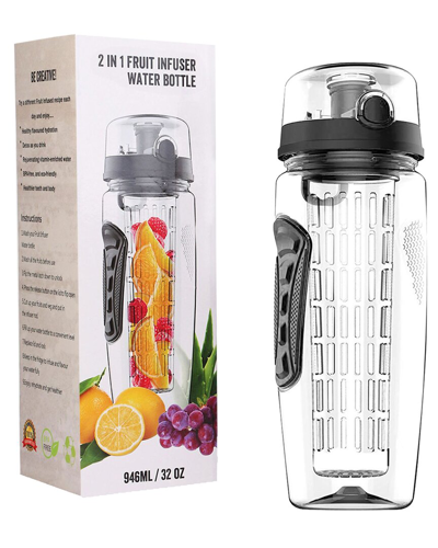 Fresh Fab Finds 32oz Fruit Infuser Water Bottle In Black