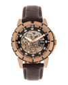 Reign Philippe Automatic Skeleton Leather-band Watch
