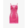Dion Lee Womens Candy V-neck Sleeveless Lace Mini Dress In Candy