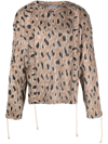 Bluemarble Abstract-pattern Drawstring-hem Jumper In Beige