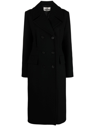 Lvir Double-breasted Wool Coat In Black