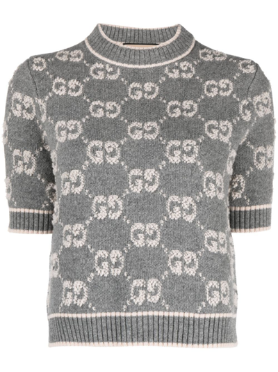 GUCCI GG-JACQUARD WOOL BOUCLÉ TOP - WOMEN'S - WOOL