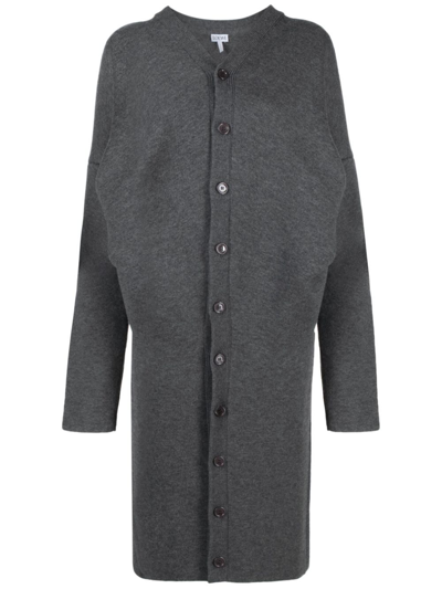 Loewe Grey Draped Button-up Cardigan Coat