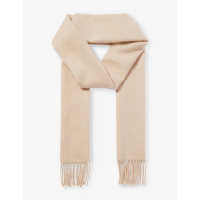 Johnstons Womens Blonde Fringe-trim Brushed Cashmere Scarf