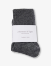Johnstons Womens Sfa Mid Grey Ribbed Knitted Cashmere-blend Socks