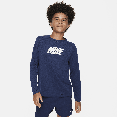 Nike Dri-fit Multi+ Big Kids' (boys') Long-sleeve Top In Blue