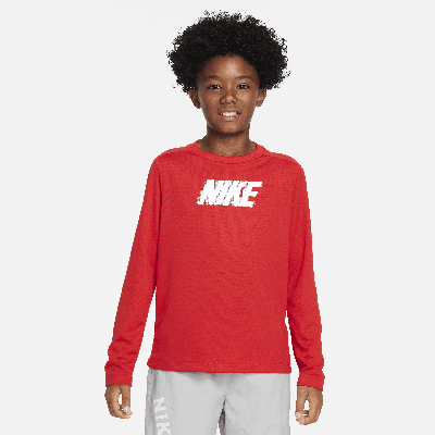 Nike Dri-fit Multi+ Big Kids' (boys') Long-sleeve Top In Red