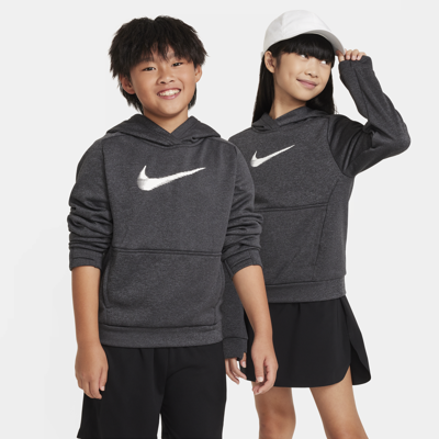 Nike Multi+ Big Kids' Therma-fit Pullover Hoodie In Black/anthracite/white