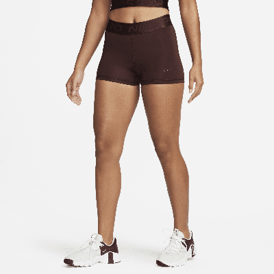 Nike Women's  Pro Mid-rise 3" Shorts In Brown