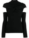 Coperni Ruched Cropped Top In Black