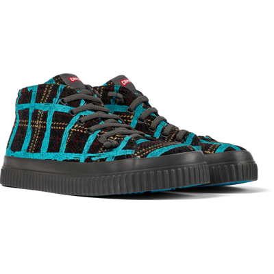 Camper Karierte High-top-sneakers In Grey,blue