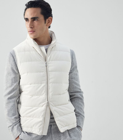 Brunello Cucinelli Cotton-corduroy Quilted Down Gilet In White