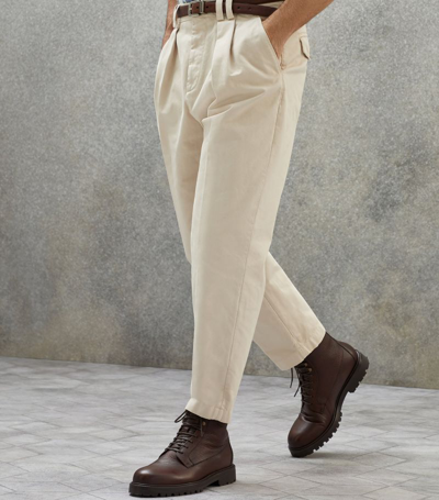 Brunello Cucinelli Gabardine Relaxed Trousers In Neutrals