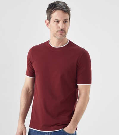 Brunello Cucinelli V-neck Cotton T-shirt In Red