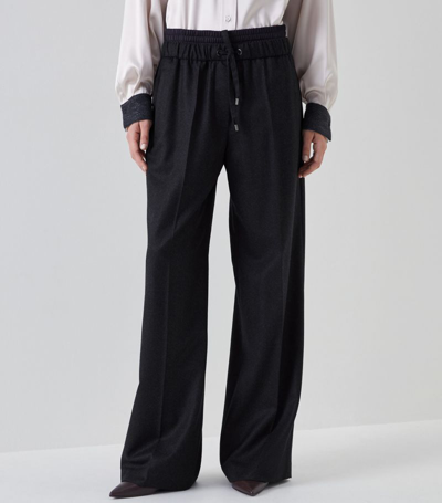 Brunello Cucinelli Women's Pleated Wide-leg Trousers In Anthracite
