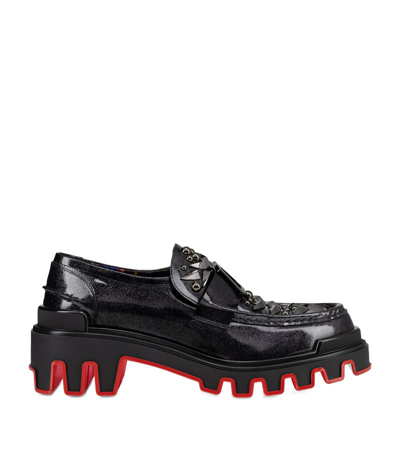 Christian Louboutin X Marvel The Amazing Loubi Calfskin Loafers In Black Cosmos