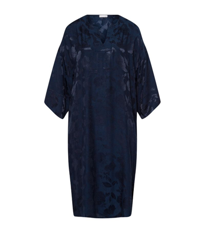 Hanro Valene Jacquard Kaftan In Blueberry Flowers