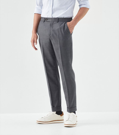 Brunello Cucinelli Grisaille-effect Virgin-wool Tailored Trousers In Grey