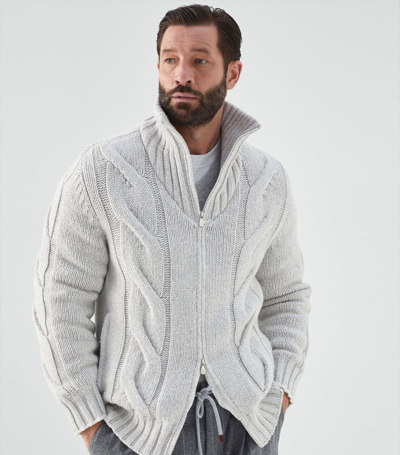 Brunello Cucinelli Zip-up Cashmere Sweater In Grey