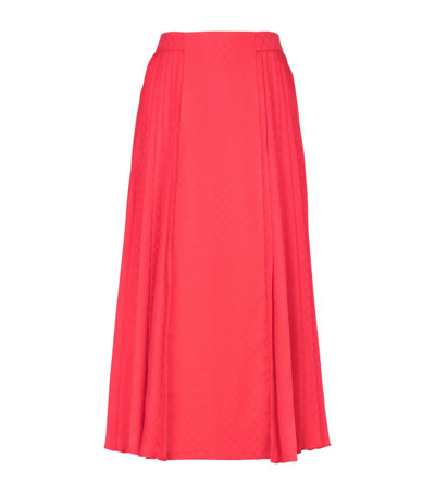 Balmain Mini Monogram Pleated Midi Skirt In Pink