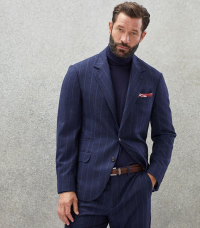 Brunello Cucinelli Pinstripe-pattern Virgin Wool Blazer In Blue