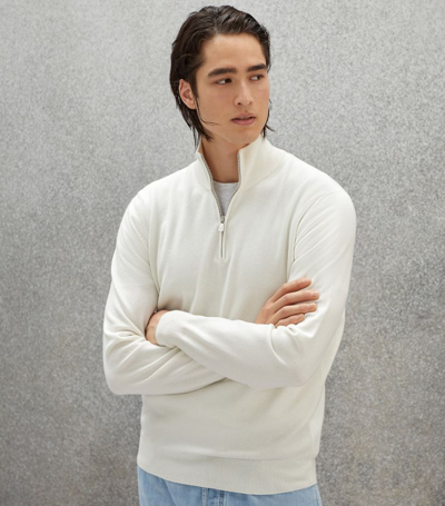 Brunello Cucinelli Cashmere Half-zip Sweater In White