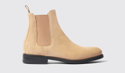 Scarosso Claudia Almond Toe Chelsea Boots In Beige - Suede