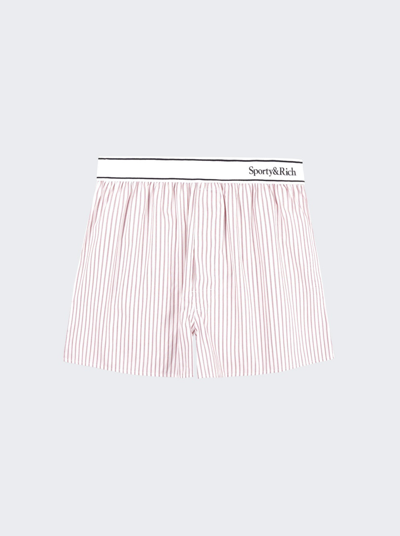 Sporty And Rich Serif Logo Boxer Shorts In White And Merlot