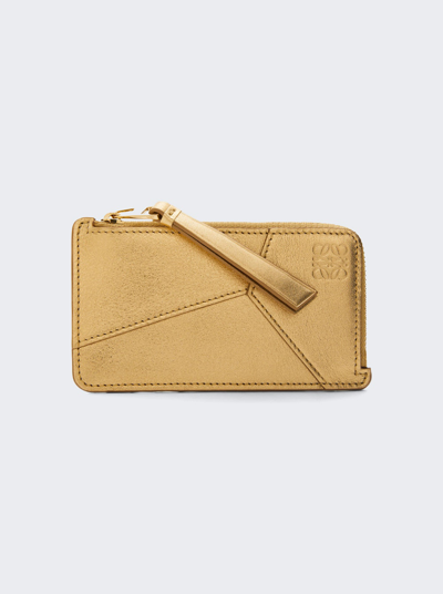 Loewe Leather Puzzle Coin And Card Holder In Gold