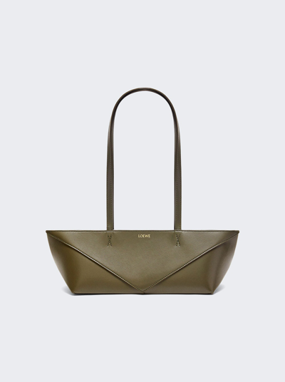 Loewe Fold Puzzle Leather Shoulder Bag In Dark_khaki_green