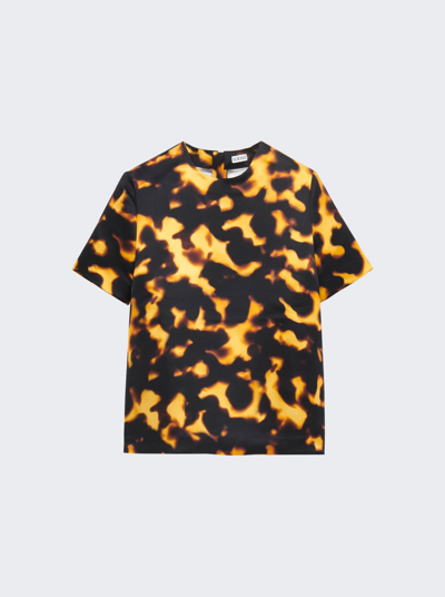 Loewe Short Sleeve Silk Top In Tortoiseshell