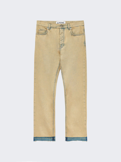 Loewe Mens Tea Wash Raw-hem Straight-leg Mid-rise Denim Jeans
