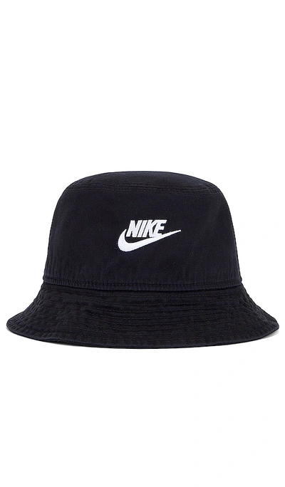 Nike Unisex Apex Futura Washed Bucket Hat In Black & White