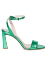 ANNA F GREEN LAMINATED LEATHER SANDALS