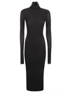 Philosophy Di Lorenzo Serafini Midi Black Fitted Dress With Mock Neck In Lace Woman In Black