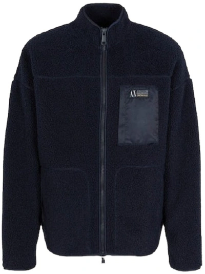 Armani Exchange Blue Zip-up Fleece Sweatshirt