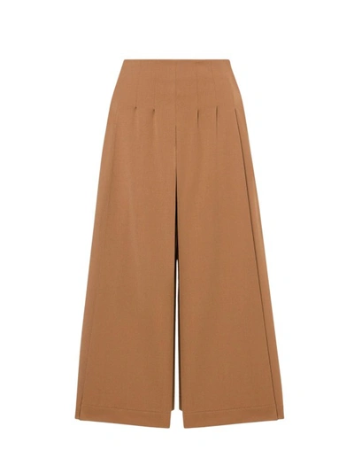 Alberta Ferretti Beige Wide Leg Trousers In Brown