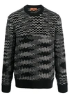 Missoni Handcrafted Wool Blend Crew Neck Sweater In Black
