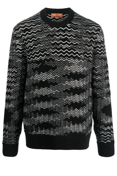 Missoni Zigzag-knit Wool-blend Jumper In Negro