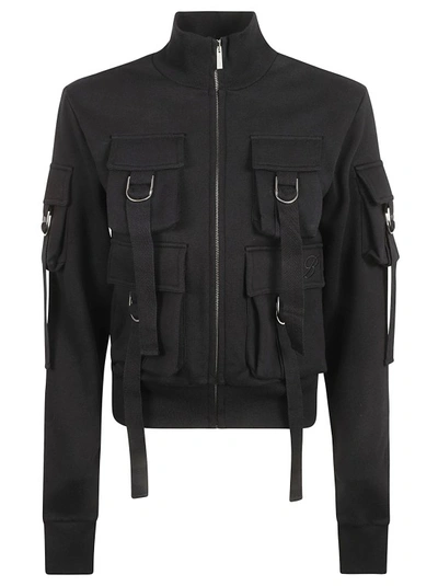 Blumarine High Neck Utility Zipped Jacket In Black