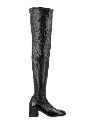 Courrèges Square-toe Thigh-high Boots In Black