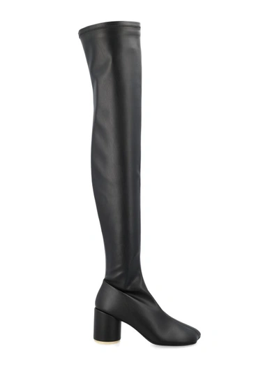 Mm6 Maison Margiela Anatomic 80mm Faux-leather Thigh-boots In Black