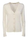 Tory Burch Wool And Silk Cardigan In White
