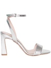 ANNA F SILVER LEATHER SANDALS