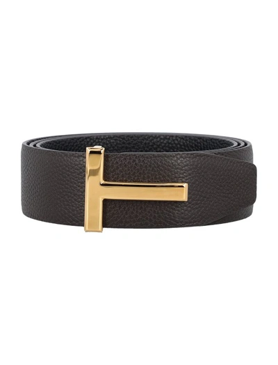 Tom Ford Grain Leather Icon Belt In Black