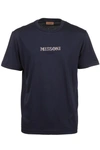 MISSONI BLUE COTTON LOGO EMBROIDERED T-SHIRT