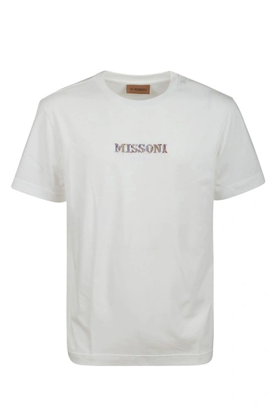 Missoni White Cotton Logo Embroidered T-shirt