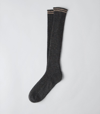 Brunello Cucinelli Ribbed Knitted Socks In Gray